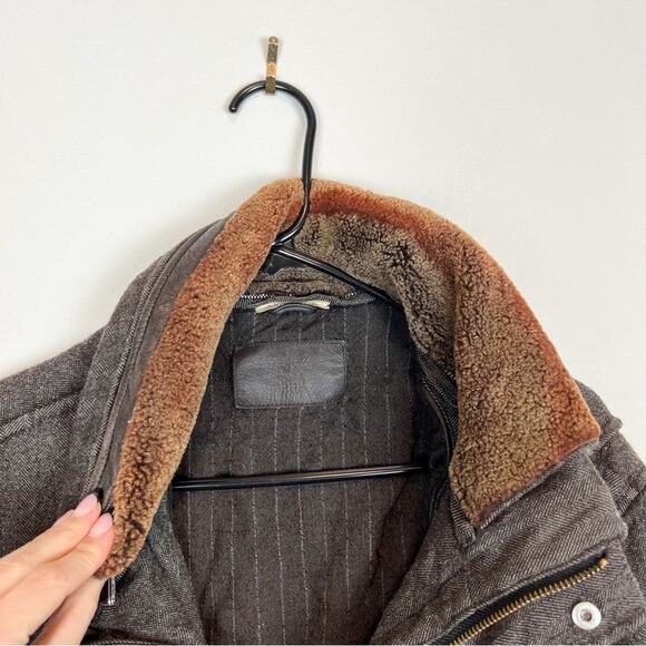 Ermenegildo Zegna Elements Wool Cashmere Fur Lamb Leather Brown Coat Mens Sz XL - Picture 6 of 16